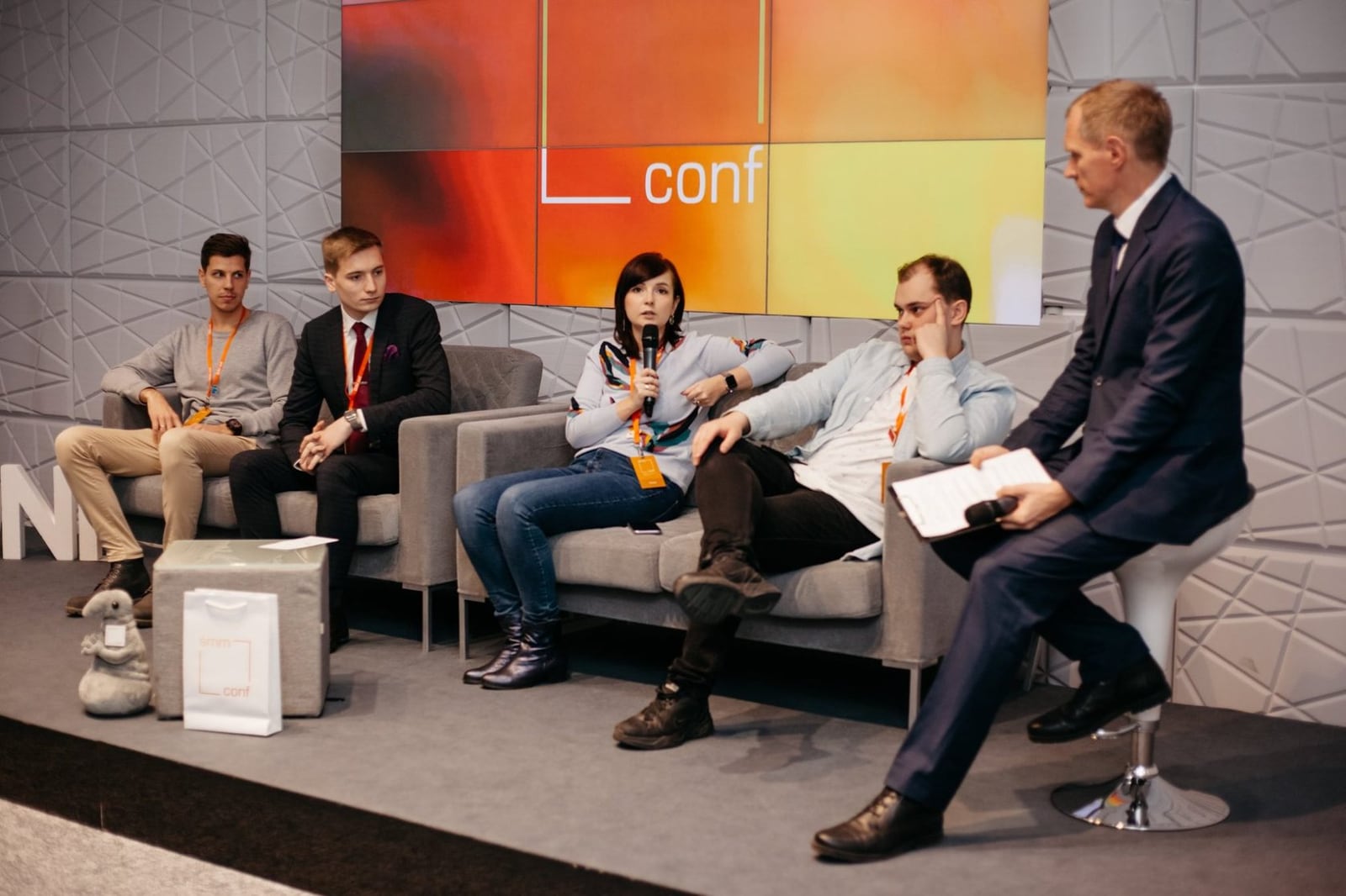 Moderating a session for event participants
