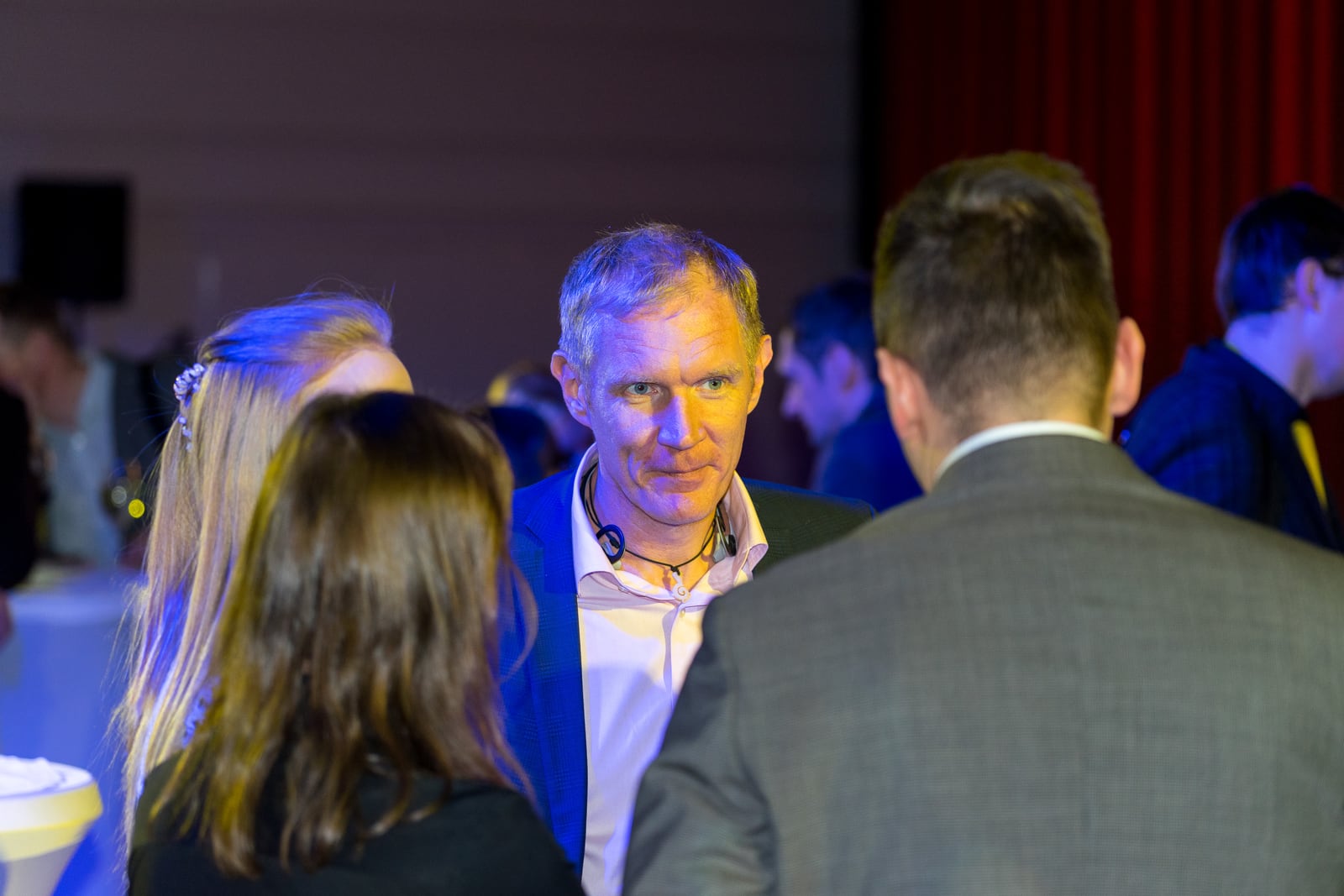 Leading a working discussion on stage