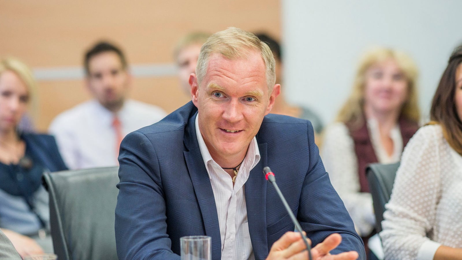 Leonid Bugaev moderates a panel discussion